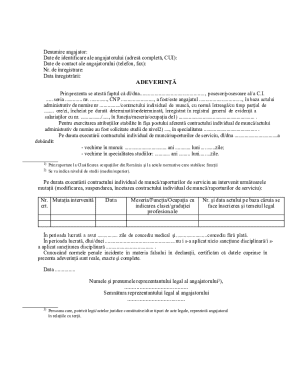 Romania Employment Verification Certificate
