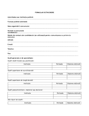 Romanian Public Sector Job Application Form