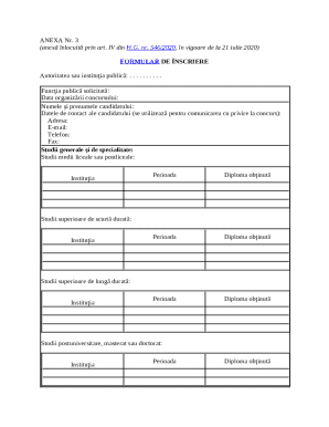 Romanian Public Sector Job Application Form