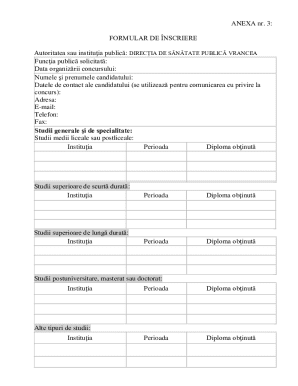 Romanian Public Sector Job Application Form