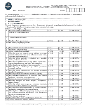 Preoperative Anesthesiology Questionnaire