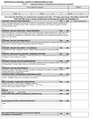 Anesthesiology Preoperative Form