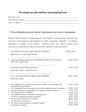 Przedoperacyjna Ankieta Anestezjologiczna