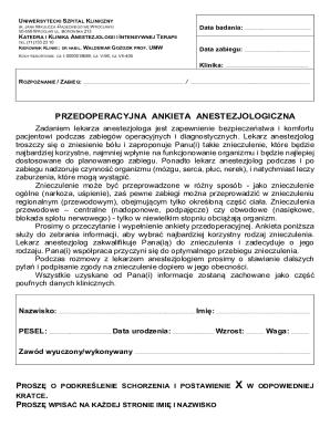 Preoperative Anesthesiology Questionnaire