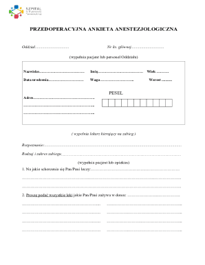 Preoperative Anesthesiology Questionnaire