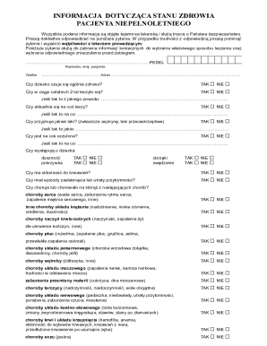 Medical History Form for Minor Patient