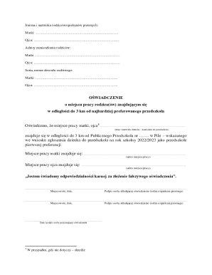 Polish Childcare Affidavit Form