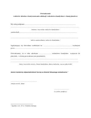 Parent Declaration Forms
