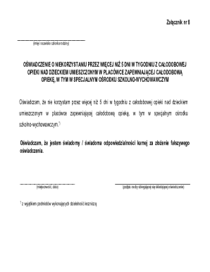 Childcare Overnight Care Non-Use Affidavit