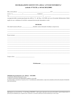 Italian Self-Declaration of Notoriety