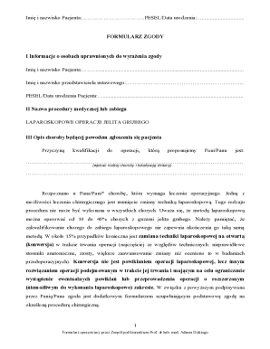 Medical Consent Form for Laparoscopic Surgery
