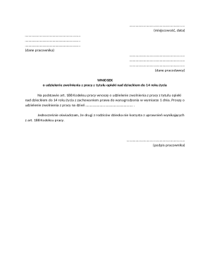 Employee Leave Request for Child Care