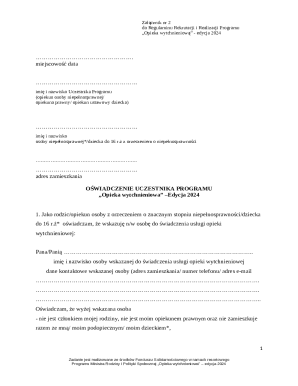 Opieka Wytchnieniowa Application Form 2024