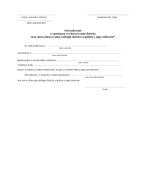 Oświadczenie o samotnym wychowywaniu dziecka