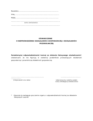 Polish Business Activity Declaration