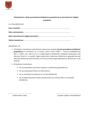 Declaration of No Business Activity on Property