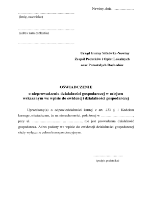 Polish Business Activity Declaration Form