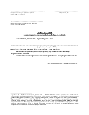 Single Parent Declaration Form