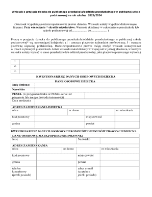 Polish Kindergarten Application Form