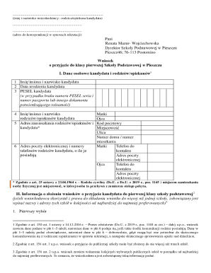 Polish School Admission Application Form