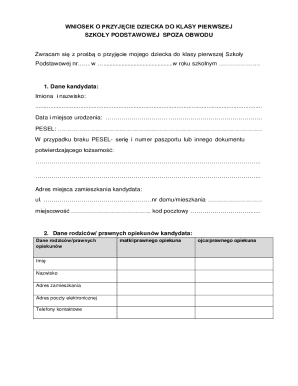 Polish School Admission Application