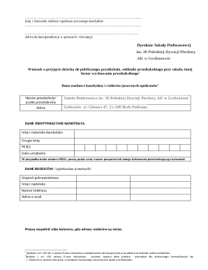 Poland Kindergarten Application Form