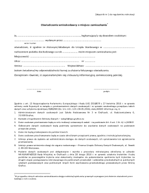 Oświadczenie o Miejscu Zamieszkania