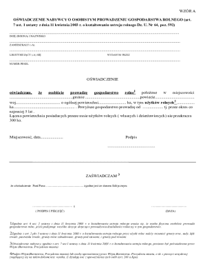 Polish Farmer's Personal Farm Management Affidavit