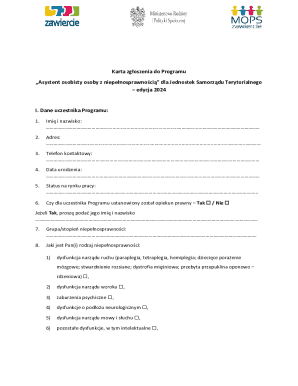 Personal Assistant Program Application Form