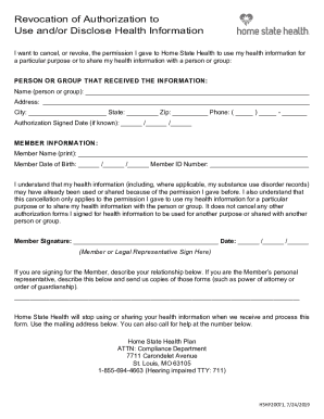 Revocation of Authorization to Use Health Information