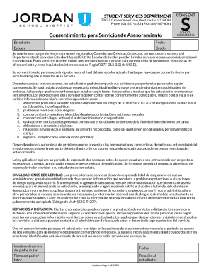 Student Services Counseling Consent Form