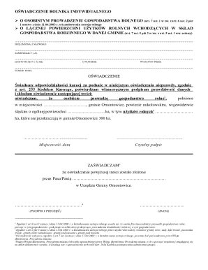 Polish Farmer's Declaration Form