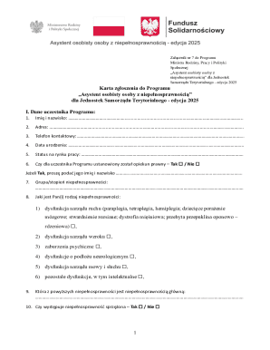 Personal Assistant Program Application Form 2025