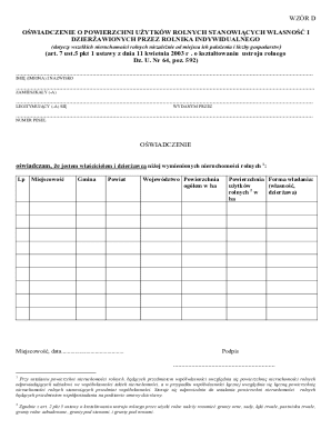 Polish Agricultural Land Use Declaration Form