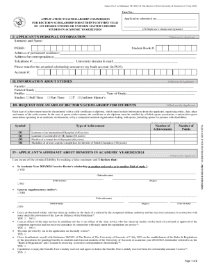 University of Szczecin Rector's Scholarship Application