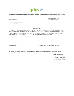 Poland Distance Contract Withdrawal Form