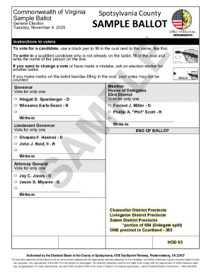 Virginia General Election Sample Ballot