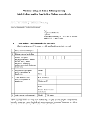 Polish School Admission Application Form