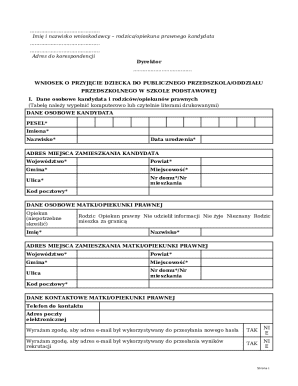 Poland Kindergarten Admission Application