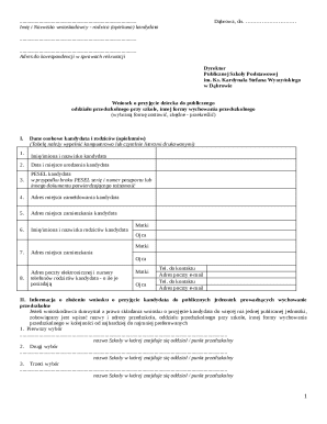 Polish Preschool Admission Application