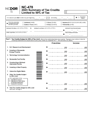 NC-478 2023 Tax Credits Form