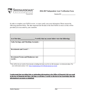 2026-2027 Independent Asset Verification Form