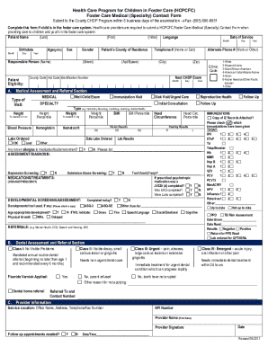 Foster Care Medical Contact Form