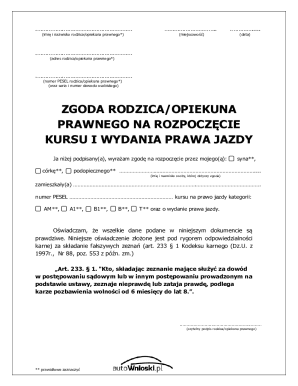 Parental Consent for Driving License Application