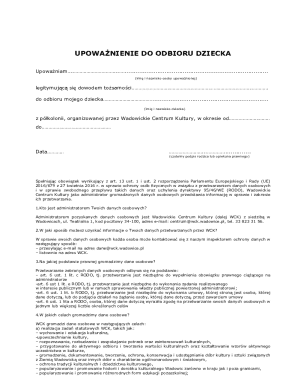 Child Pickup Authorization Form