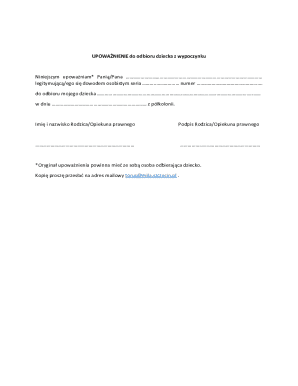 Child Pickup Authorization Form