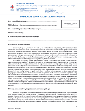 General Anesthesia Consent Form