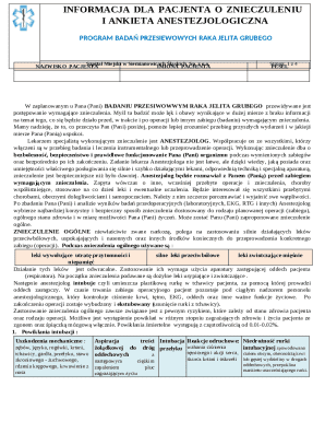 Patient Information and Anesthesiology Questionnaire