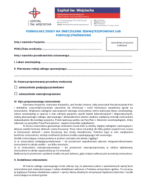Medical Consent Form for Spinal Anesthesia