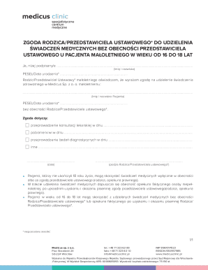 Parental Consent Form for Medical Services